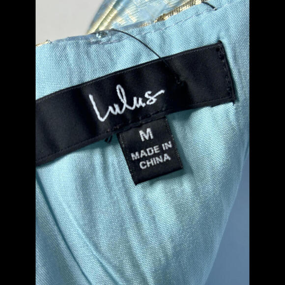 NWT Lulu's Women's Sz M Blue Hoco Mini Dress w/ Metallic Detail (1583) - Picture 5 of 5